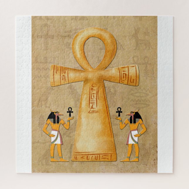 Ankh Key Of Life On Hieroglyph Jigsaw Puzzle (Vertical)