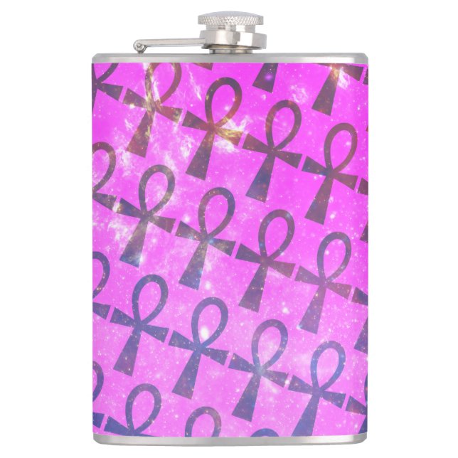 Ankh Pattern Hip Flask (Front)