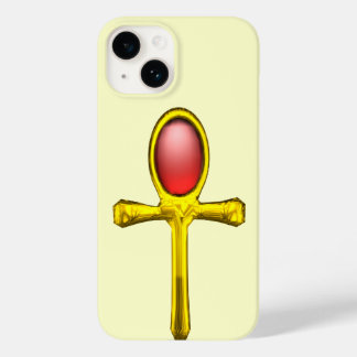 ANKH ,RED TALISMAN /GOLD EGYPTIAN JEWEL Cream Case-Mate iPhone 14 Case