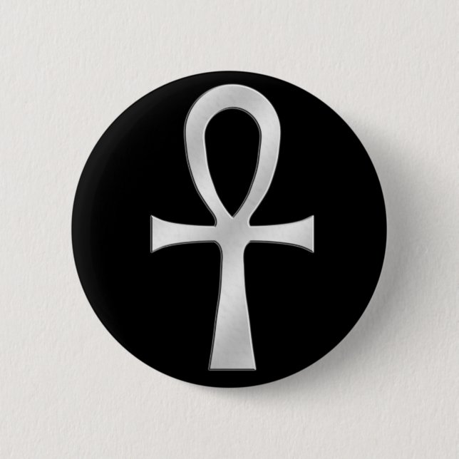 Ankh Silver 6 Cm Round Badge (Front)