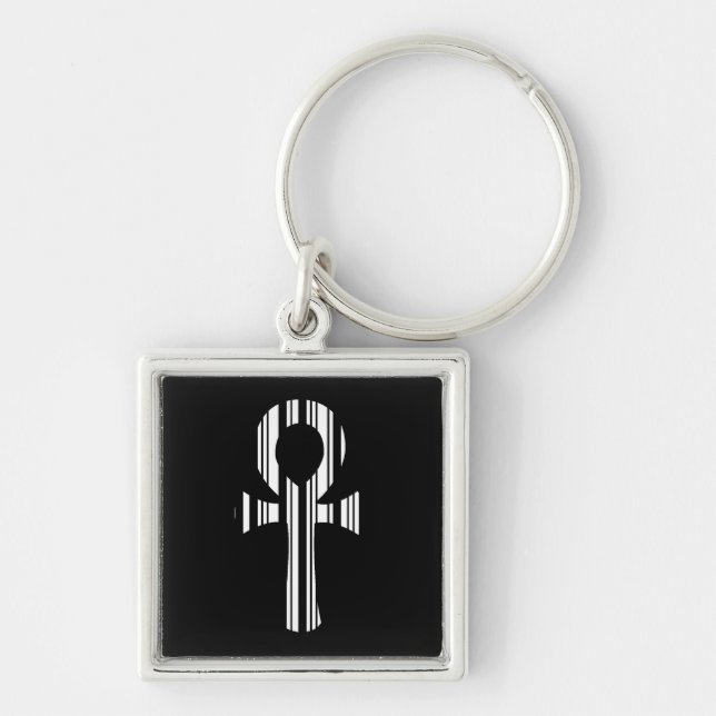 ANKH SYMBOL BAR CODE Ankhs Barcode Design Pattern Key Ring (Front)
