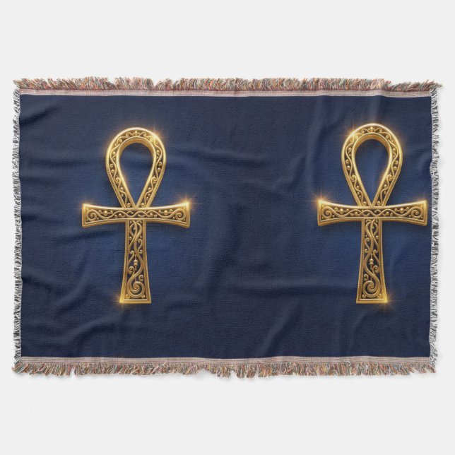Ankh Symbol Meaning – Key of Life´10 Throw Blanket (Front)