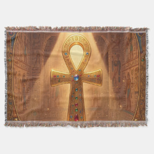 Ankh Symbol Meaning – Key of Life Throw Blanket