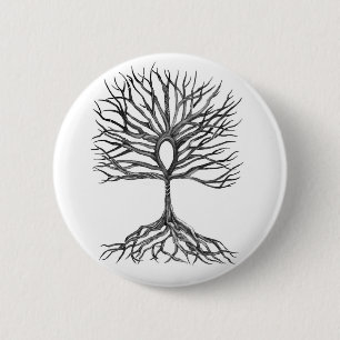 Ankh  Tree of LIfe Design 6 Cm Round Badge