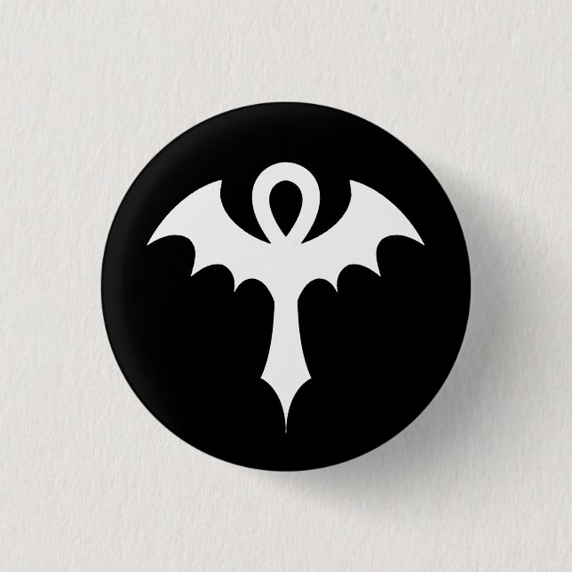 Ankh With Bat Wings 3 Cm Round Badge (Front)