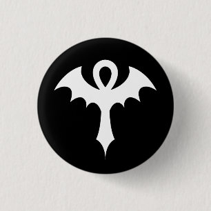 Ankh With Bat Wings 3 Cm Round Badge