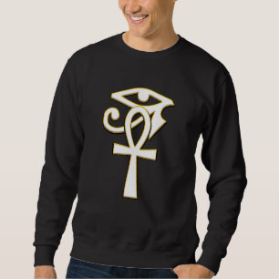 Ankh With Eye Of Ra Horus Hieroglyphs Egyptian Sym Sweatshirt