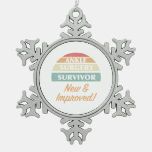 Ankle Surgery Survivor Humour Snowflake Pewter Christmas Ornament