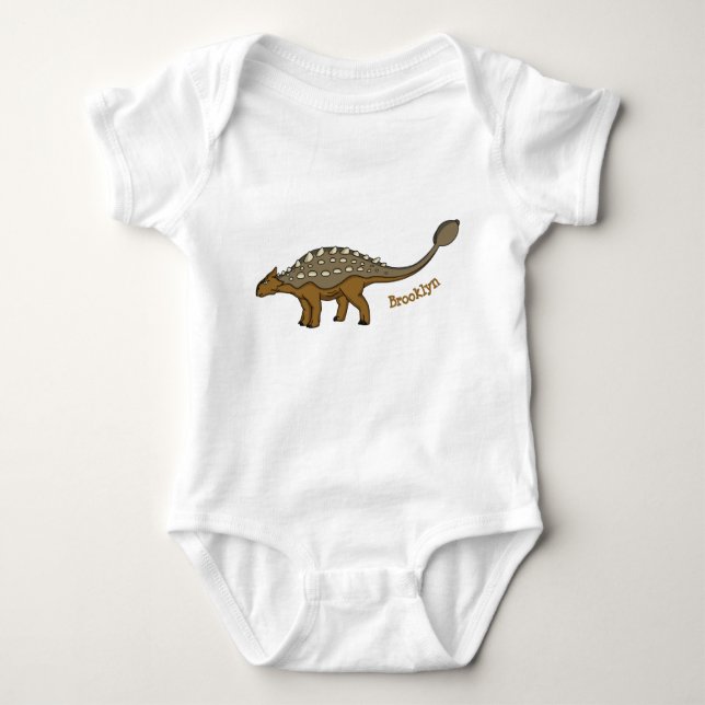 Ankylosaurus armoured dinosaur illustration baby bodysuit (Front)
