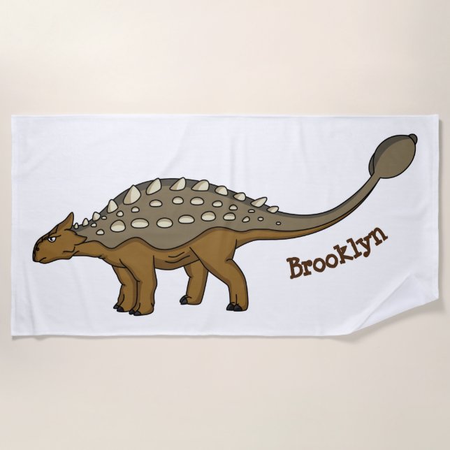Ankylosaurus armoured dinosaur illustration beach towel (Front)