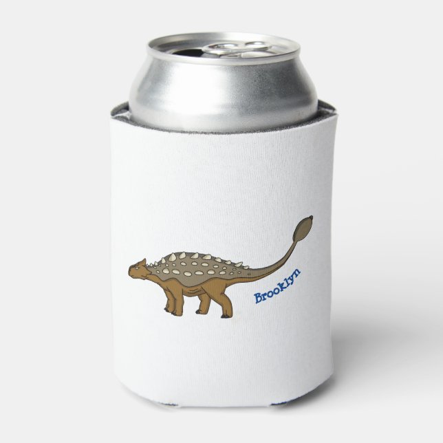 Ankylosaurus armoured dinosaur illustration can cooler (Can Front)