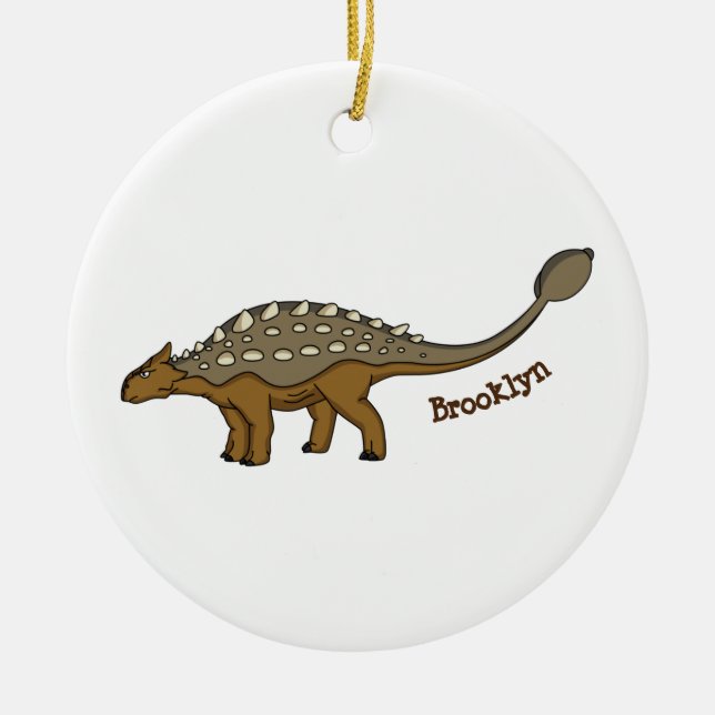 Ankylosaurus armoured dinosaur illustration ceramic tree decoration (Front)