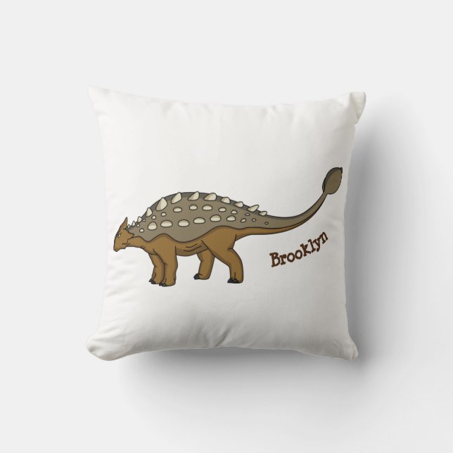 Ankylosaurus armoured dinosaur illustration cushion (Front)