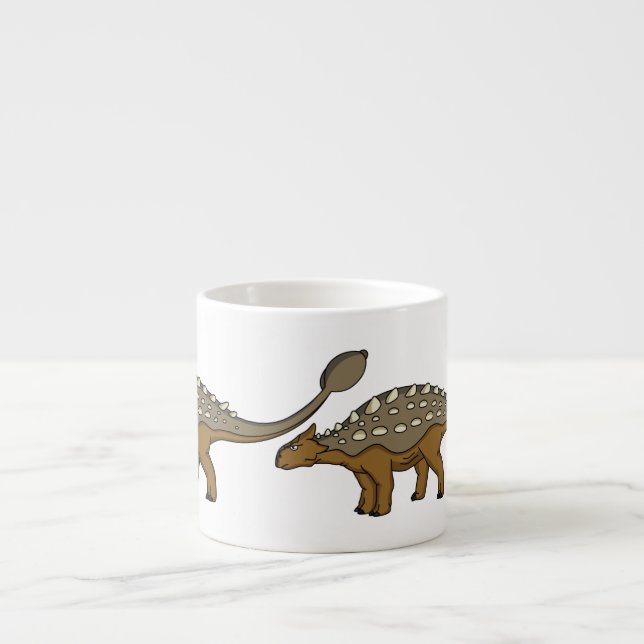 Ankylosaurus armoured dinosaur illustration espresso cup (Front)