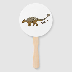 Ankylosaurus armoured dinosaur illustration hand fan