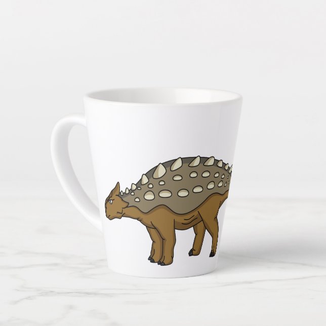 Ankylosaurus armoured dinosaur illustration latte mug (Left Angle)