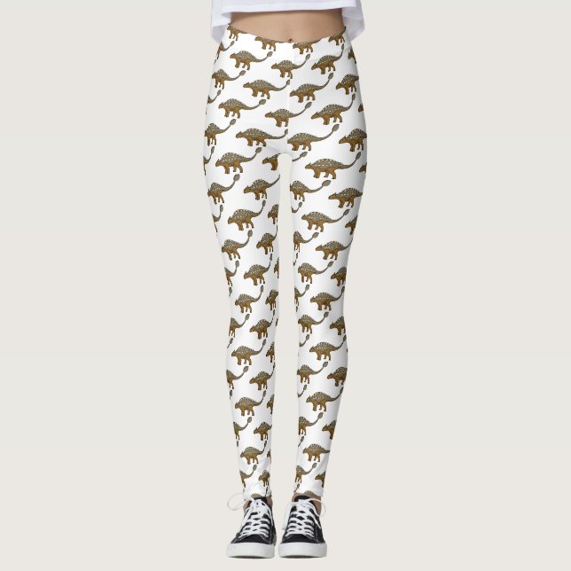 Ankylosaurus armoured dinosaur illustration leggings (Front)