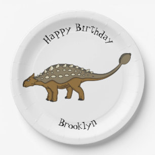 Ankylosaurus armoured dinosaur illustration paper plate