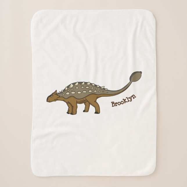 Ankylosaurus armoured dinosaur illustration sherpa blanket (Front)