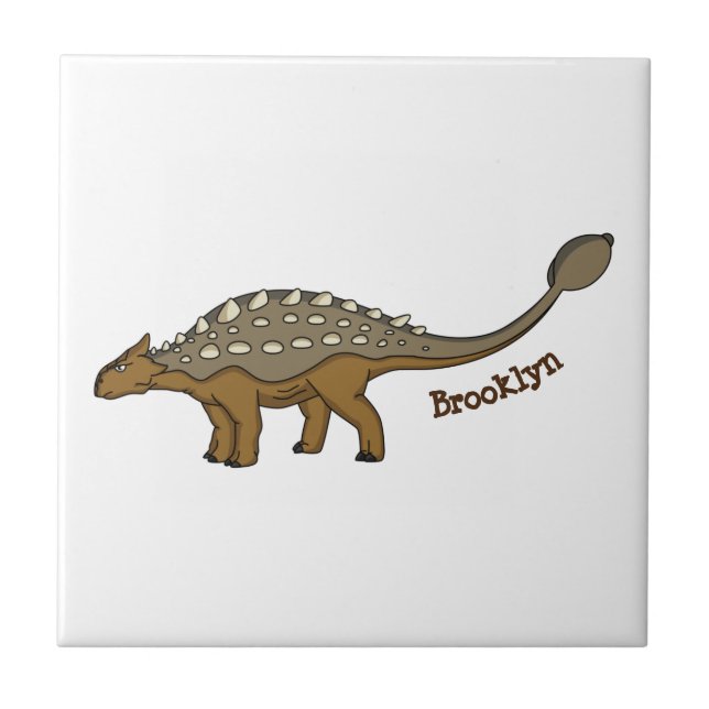 Ankylosaurus armoured dinosaur illustration tile (Front)