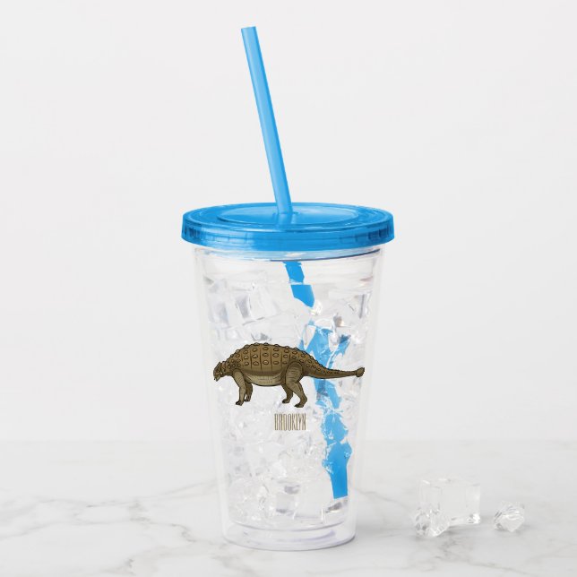 Ankylosaurus cartoon illustration  acrylic tumbler (Front Ice)