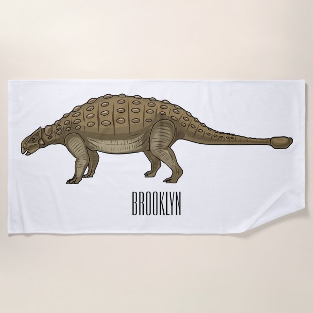 Ankylosaurus cartoon illustration  beach towel (Front)