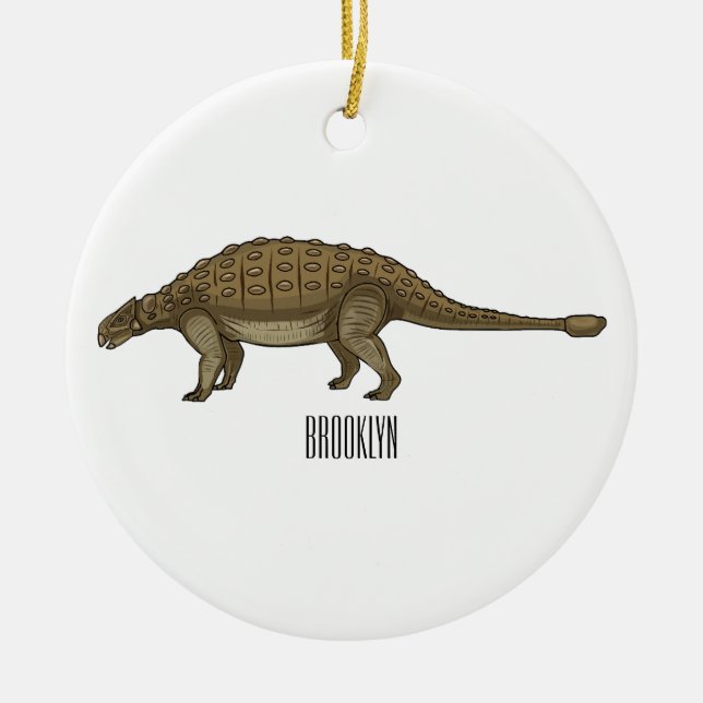 Ankylosaurus cartoon illustration  ceramic tree decoration (Front)