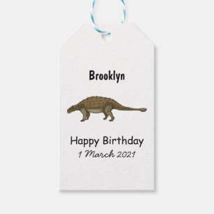 Ankylosaurus cartoon illustration gift tags