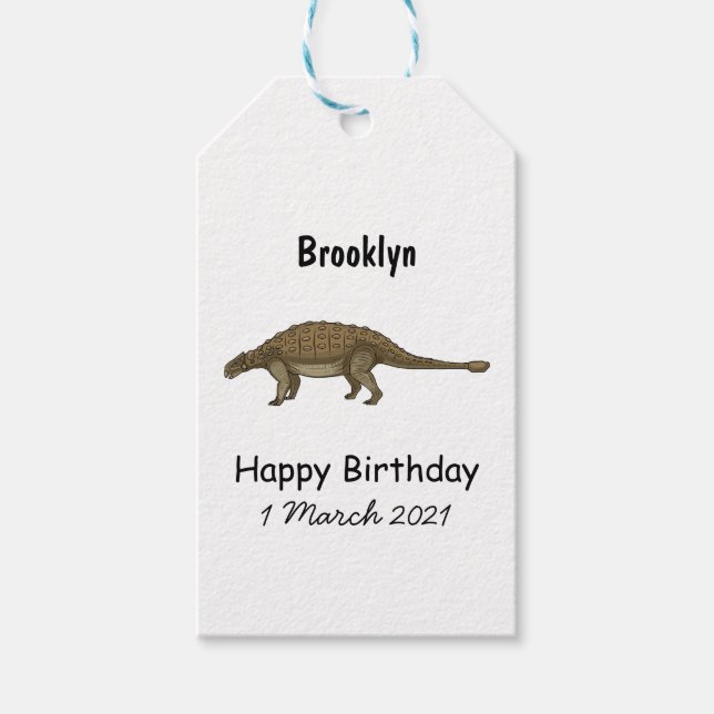 Ankylosaurus cartoon illustration gift tags (Front)