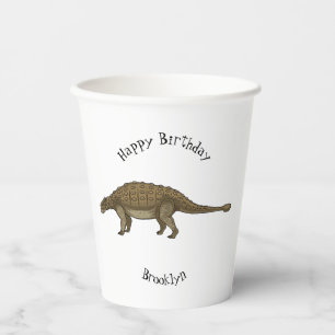Ankylosaurus cartoon illustration paper cups