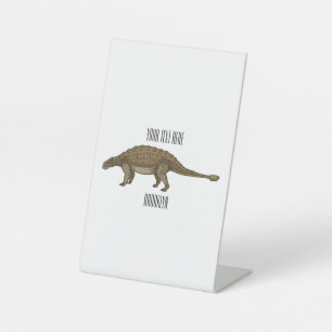 Ankylosaurus cartoon illustration pedestal sign