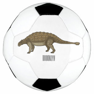 Ankylosaurus cartoon illustration  soccer ball