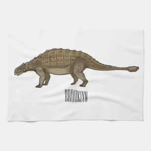 Ankylosaurus cartoon illustration tea towel
