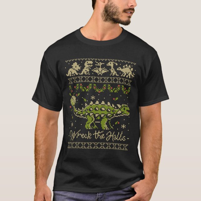 Ankylosaurus Dinosaur Christmas Sweater  (Front)