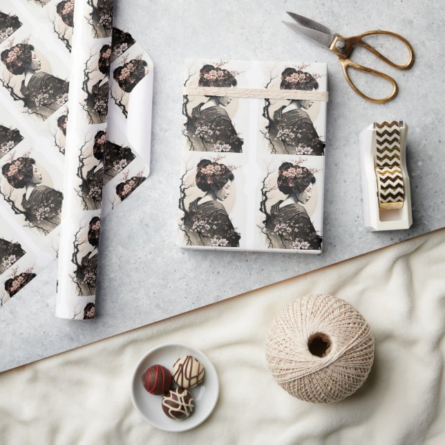 Anmutige japanische Geisha -  Wrapping Paper (Crafts)