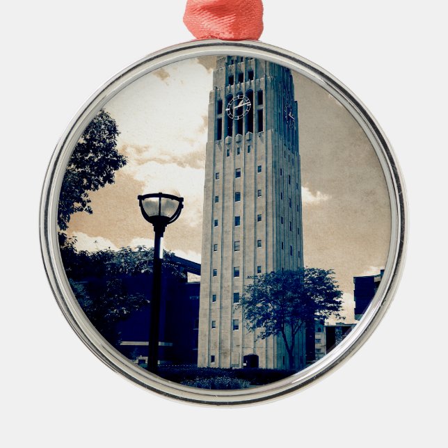 Ann Arbor Clock Tower Metal Tree Decoration (Front)