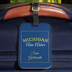 Ann Arbor Michigan Blue and Maize Luggage Tag