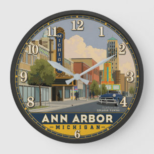 Ann Arbor Michigan Downtown Cityscape Large Clock