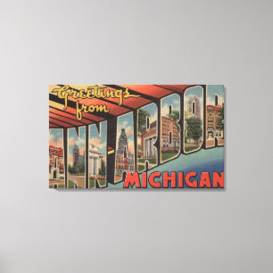 Ann Arbor, Michigan - Large Letter Scenes Canvas Print