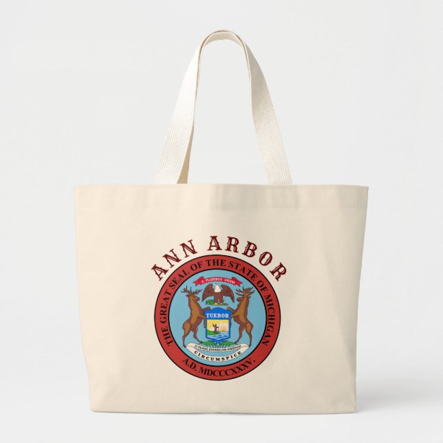 Ann Arbor, Michigan Large Tote Bag (Front)