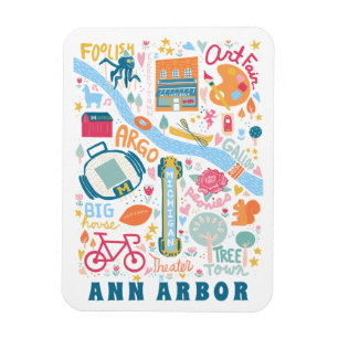 Ann Arbor Michigan Map Favourite Things  Magnet