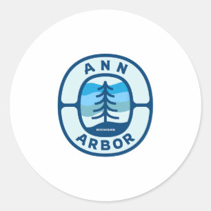Ann Arbor Michigan Mi Retro Winter Forest Souvenir Classic Round Sticker