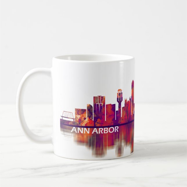 Ann Arbor Michigan Skyline Coffee Mug (Left)