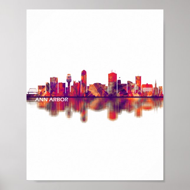 Ann Arbor Michigan Skyline Poster (Front)