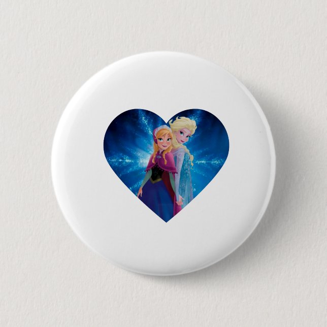 Anna and Elsa Frozen 6 Cm Round Badge (Front)