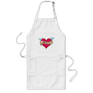 Anna - Custom Heart Tattoo T-shirts & Gifts Long Apron