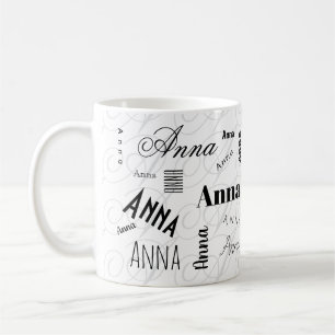 Anna Custom Name Black White Coffee Mug