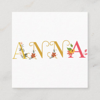 ANNA First Name Elegant Embroidered Square Business Card