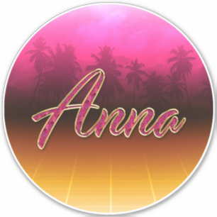 Anna First Name golden pink sticker