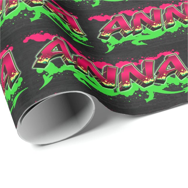Anna First Name Name Graffiti red green Wrapping Paper (Roll Corner)
